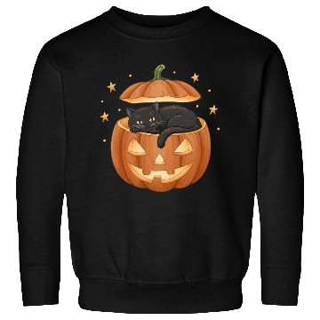 Discover Black Cat in Jack-O-Lantern Pumpkin Sweatshirts