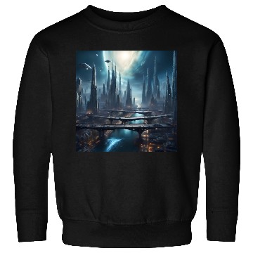 Discover Magic City with Skyscraper Sci-Fi Alien Planet Sweatshirts