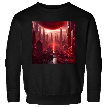 Discover Red Megapolis City On Alien Planet Sci-Fi Topic Sweatshirts