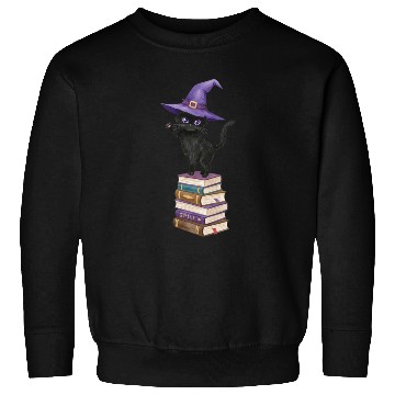 Discover Enchanted Black Cat with Witch Hat Sweatshirts
