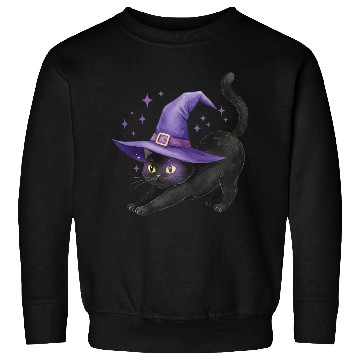 Discover Enchanted Black Cat Witch Hat Design Sweatshirts
