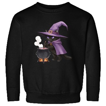 Discover Enchanted Black Cat Witch Illustration Sweatshirts