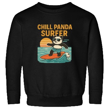 Discover Chill Panda Surfing Sunset Design Sweatshirts
