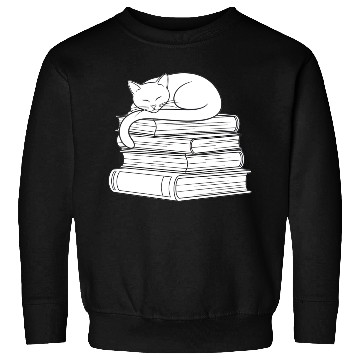 Discover Sleeping Cat on Books Sweatshirts
