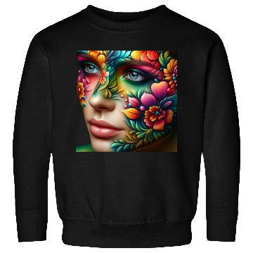 Discover Vibrant Floral Face Art Sweatshirts