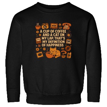 Discover Coffee and Cat Happiness Quote Design Sweatshirts