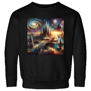 Discover Future Sci-Fi Cityscape Alien Planet King's Castle Sweatshirts
