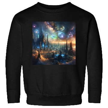 Discover Future City On An Alien Space Base In Space Sci-Fi Sweatshirts