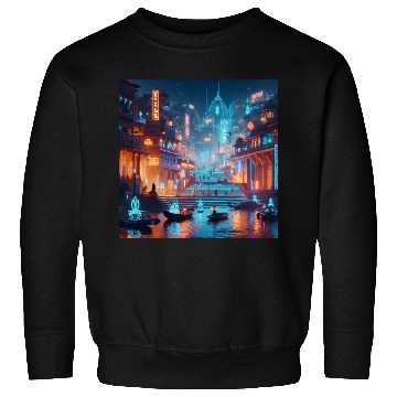 Discover Neon Cityscape at Night Sweatshirts