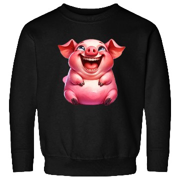 Discover Joyful Cartoon Pig Illustration Sweatshirts
