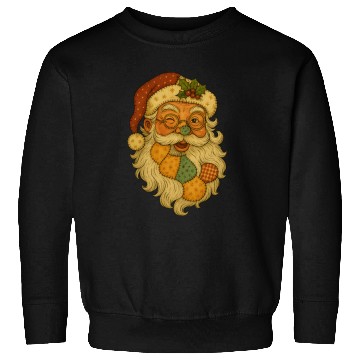 Discover Patchwork Santa Face Vintage Christmas Folk Art Sweatshirts