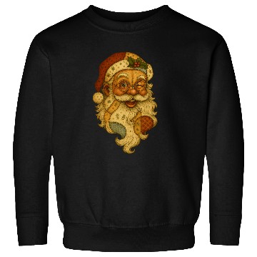 Discover Patchwork Santa Face Vintage Christmas Folk Art Sweatshirts
