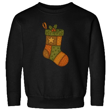 Discover Patchwork Stocking Christmas Vintage Folk Art Sweatshirts