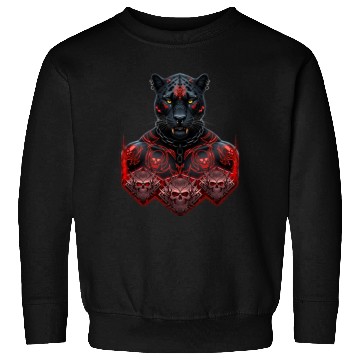 Discover Black Warrior Panther with Gothic Skull Armor Sweatshirts