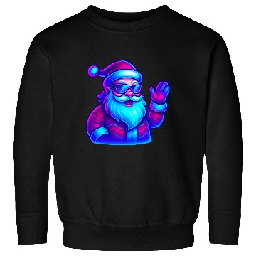 Discover Neon Santa Claus Cyberpunk Christmas Sweatshirts