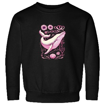 Discover Pink Whimsical Whale with Floral Accents Sweatshirts