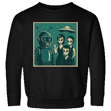 Discover Retro Sci-Fi Alien Encounter Design Sweatshirts