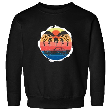 Discover Retro Sunset Car Scene Design Sweatshirts