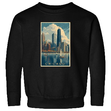 Discover Chicago Skyline with Sailboats Sweatshirts