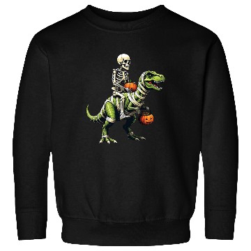 Discover Skeleton Riding Mummy Dinosaur Funny Halloween Sweatshirts