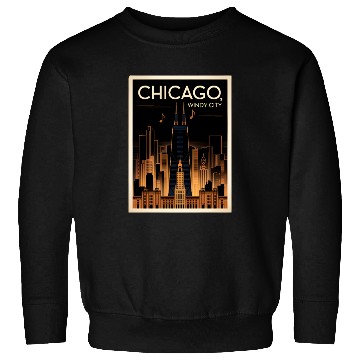 Discover Chicago Skyline Nightscape Design Sweatshirts