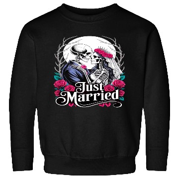 Discover Gothic Just Married Skeletons Bride and Groom Sweatshirts