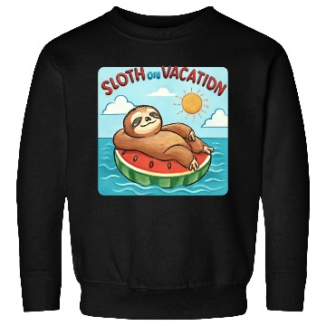 Discover Sloth on Vacation – Watermelon Pool Float Sweatshirts
