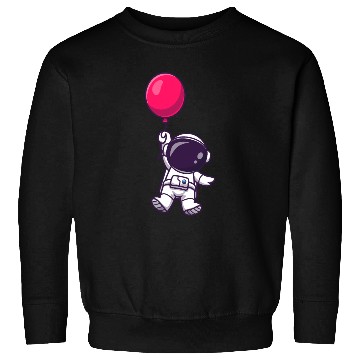 Discover Astronaut Holding Pink Balloon Illustration Sweatshirts