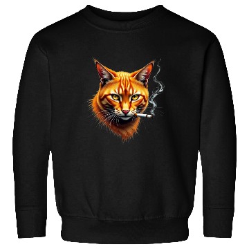 Discover Orange Smoking Cat Sweatshirts |Realistic Cool Cat PNG