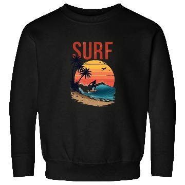 Discover Sunset Surfing Beach Scene Sweatshirts