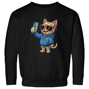 Discover Cool Cartoon Cat Mummy Taking a Selfie Sweatshirts