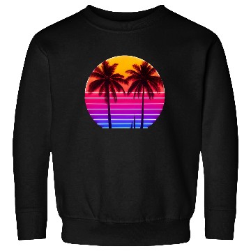 Discover Neon Sunset Palm Trees Illustration Sweatshirts