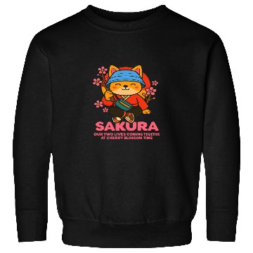 Discover Kawaii Samurai Fox Cherry Blossom Design Sweatshirts