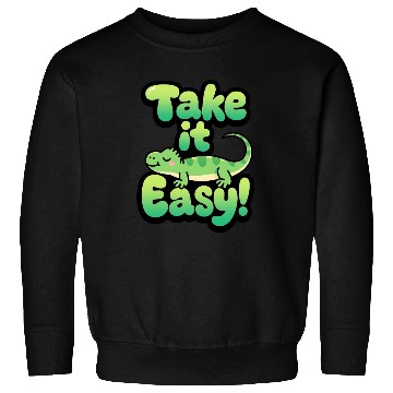 Discover Relaxed Green Lizard – Take it Easy Cartoon Design Sweatshirts