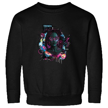 Discover Neon Cyberpunk Female Digital Art Sweatshirts