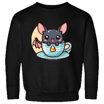 Discover Cute Bat in Tea Cup Illustration Sweatshirts