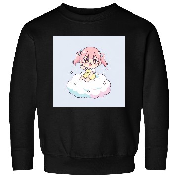 Discover Cute Chibi Girl on Cloud Illustration Sweatshirts