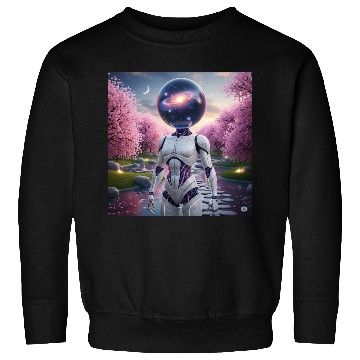 Discover Futuristic Robot in Cherry Blossom Paradise Sweatshirts