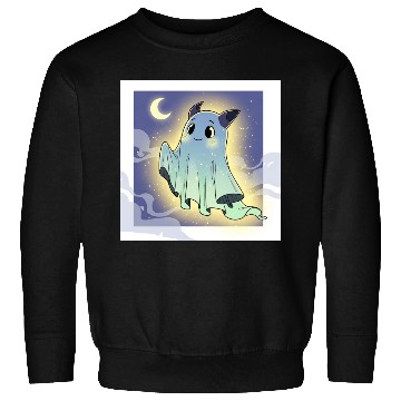 Discover Cute Ghost Bat Under Moon Scene Sweatshirts