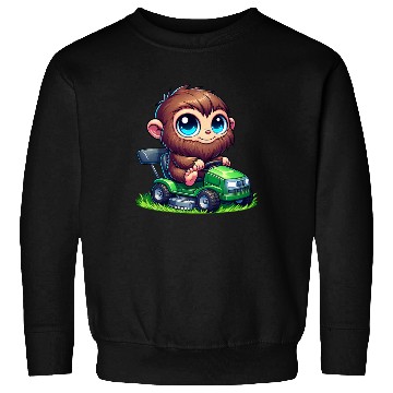 Discover Cute Bigfoot Sasquatch lawn mower gardening chibi Sweatshirts