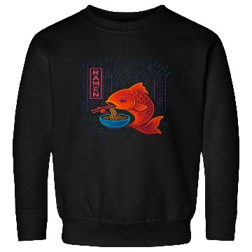 Discover Neon Sushi Fish in Cityscape Sweatshirts