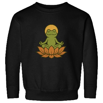 Discover Serene Lotus Frogs Meditation Design Sweatshirts