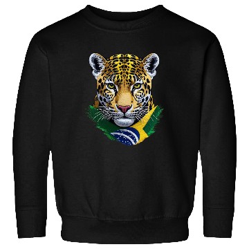 Discover Brazil Jaguar Head Green Yellow Blue National Flag Sweatshirts