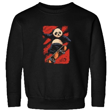 Discover Playful Panda Skateboard Design Sweatshirts