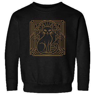 Discover Art Deco Cat Illustration Sweatshirts
