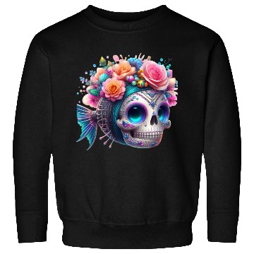 Discover Colorful Sugar Skull with Floral Crown Sweatshirts