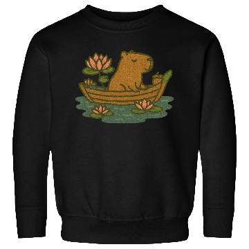Discover Whimsical Bear in Lotus Boat Design Sweatshirts