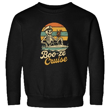Discover "Booze Cruise Sweatshirts - Funny Skeleton Boat Captai