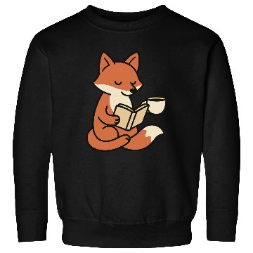 Discover Gentle Fox Reading with Coffee Sweatshirts