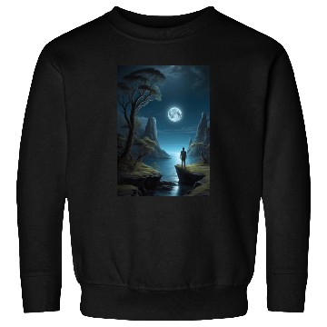 Discover Lunar Night Cliff Landscape Sweatshirts